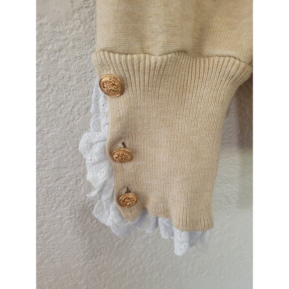 Women's Cream Knit Sweater with built in Lace Liner size Medium #16 - Picture 4 of 5